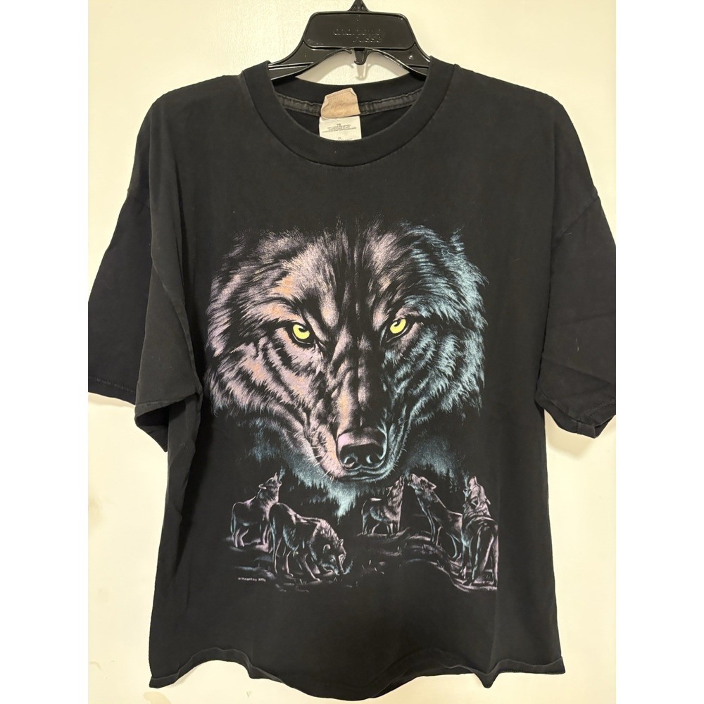 Vintage HABITAT Wolf Pack Big Face Wolves 1996 T-Shirt 90s Size XL
